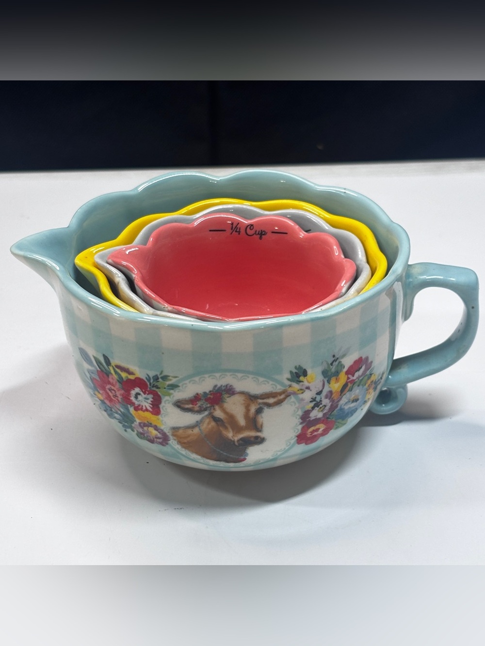 The Pioneer Woman Sweet Romance Blossoms 4-Piece Ceramic Measuring Bowl Set